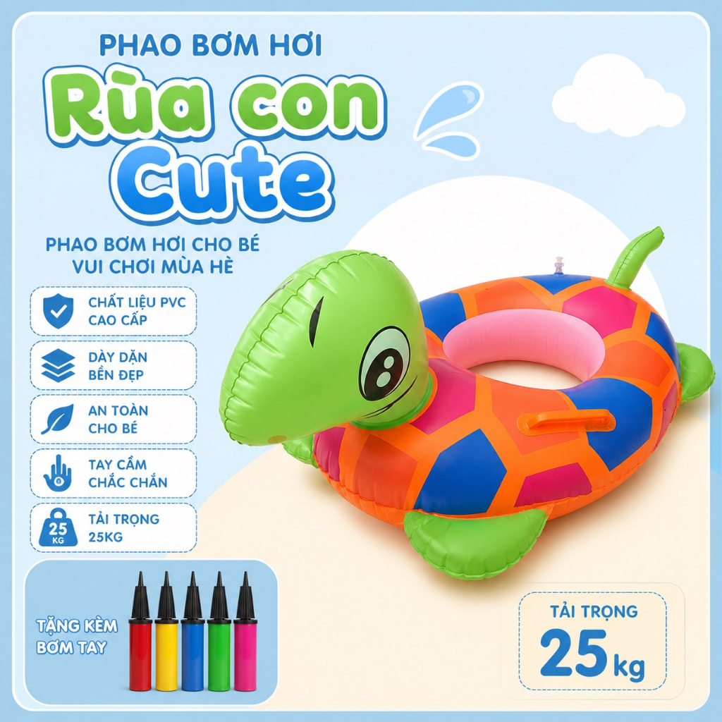 Phao Bơm Hơi Trẻ Em Hình Thú Ô Tô Máy Bay, Phao Tập Bơi Cho Bé, Phao Bơi Trẻ Em An Toàn Cao Cấp + BƠM