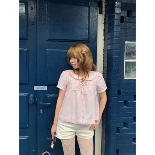 𝐘𝐨𝐤𝐨 𝐁𝐚𝐛𝐲𝐝𝐨𝐥𝐥 - Áo sơ mi nữ babydoll cổ sen trắng phong cách Hàn Quốc nhiennhienvintage NAS00023