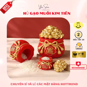 Hủ Gạo Muối Kim Tiền Loại Tốt – Nhựa Đúc Cao Cấp Dùng Trang Trí Tết – Chiêu Tài Hút Lộc