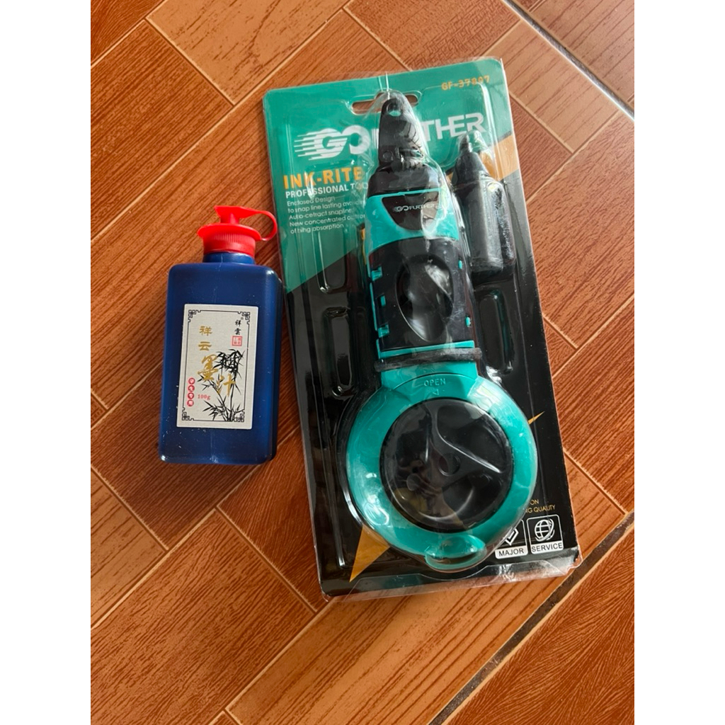 (Combo 2 món) Bật mực- Búng mực tự động Gofuther 20m + Lọ mực 100g dùng trong xây dựng, làm mộc