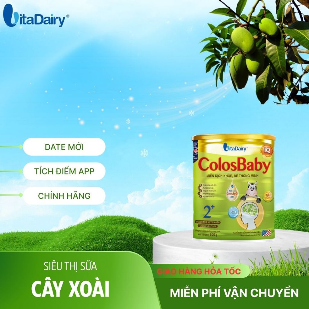 Combo 4-12 Colosbaby IQ Gold L800g , Sữa công thức bé thông minh, tăng cường miễn dịch. Vitadairy.