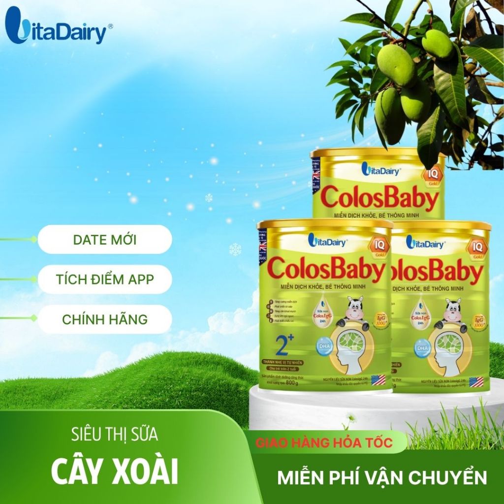 Combo 4-12 Colosbaby IQ Gold L800g , Sữa công thức bé thông minh, tăng cường miễn dịch. Vitadairy.