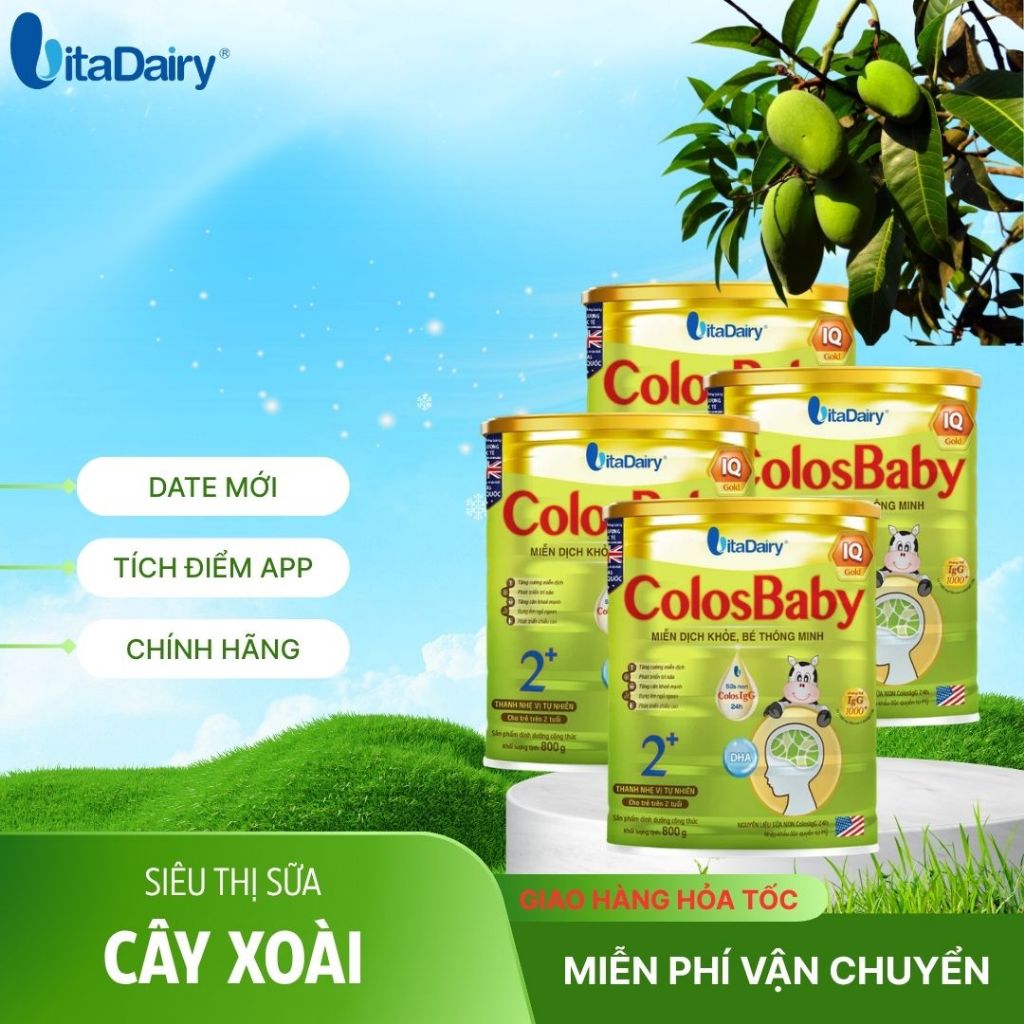 Combo 4-12 Colosbaby IQ Gold L800g , Sữa công thức bé thông minh, tăng cường miễn dịch. Vitadairy.