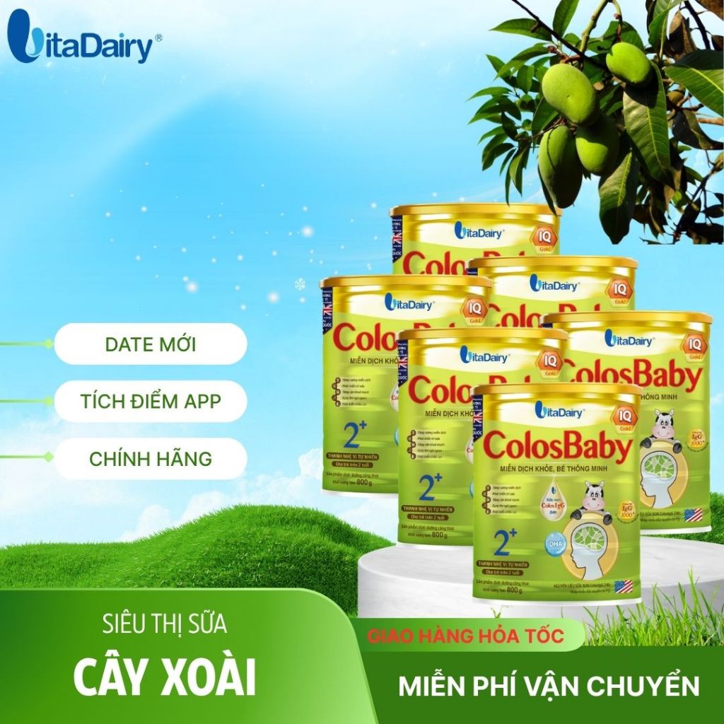 Combo 4-12 Colosbaby IQ Gold L800g , Sữa công thức bé thông minh, tăng cường miễn dịch. Vitadairy.
