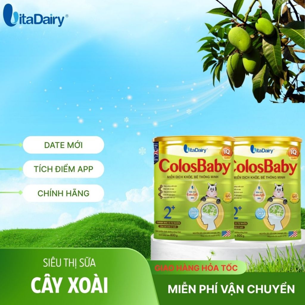 Combo 4-12 Colosbaby IQ Gold L800g , Sữa công thức bé thông minh, tăng cường miễn dịch. Vitadairy.