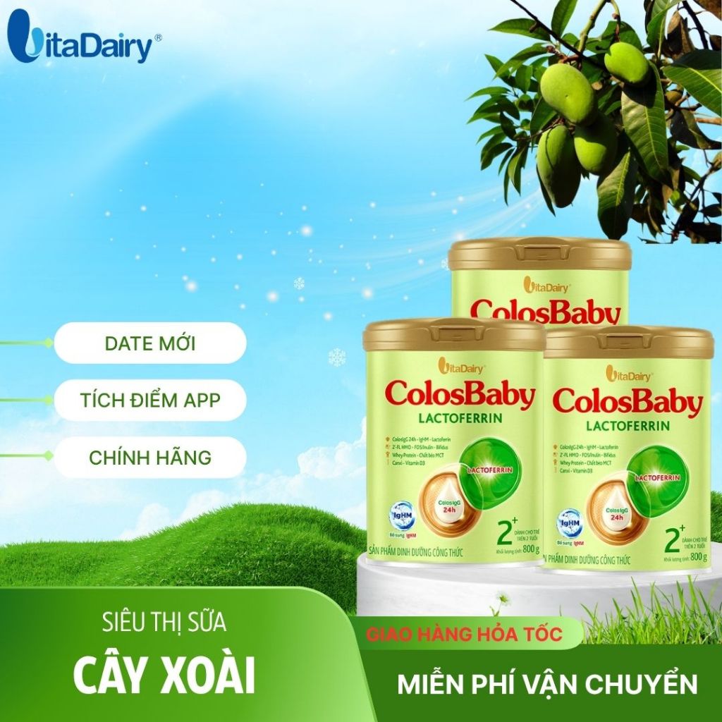 Colosbaby Lactoferrin L800g , Sữa công thức cho trẻ sinh mổ, tăng cường miễn dịch. Vitadairy.
