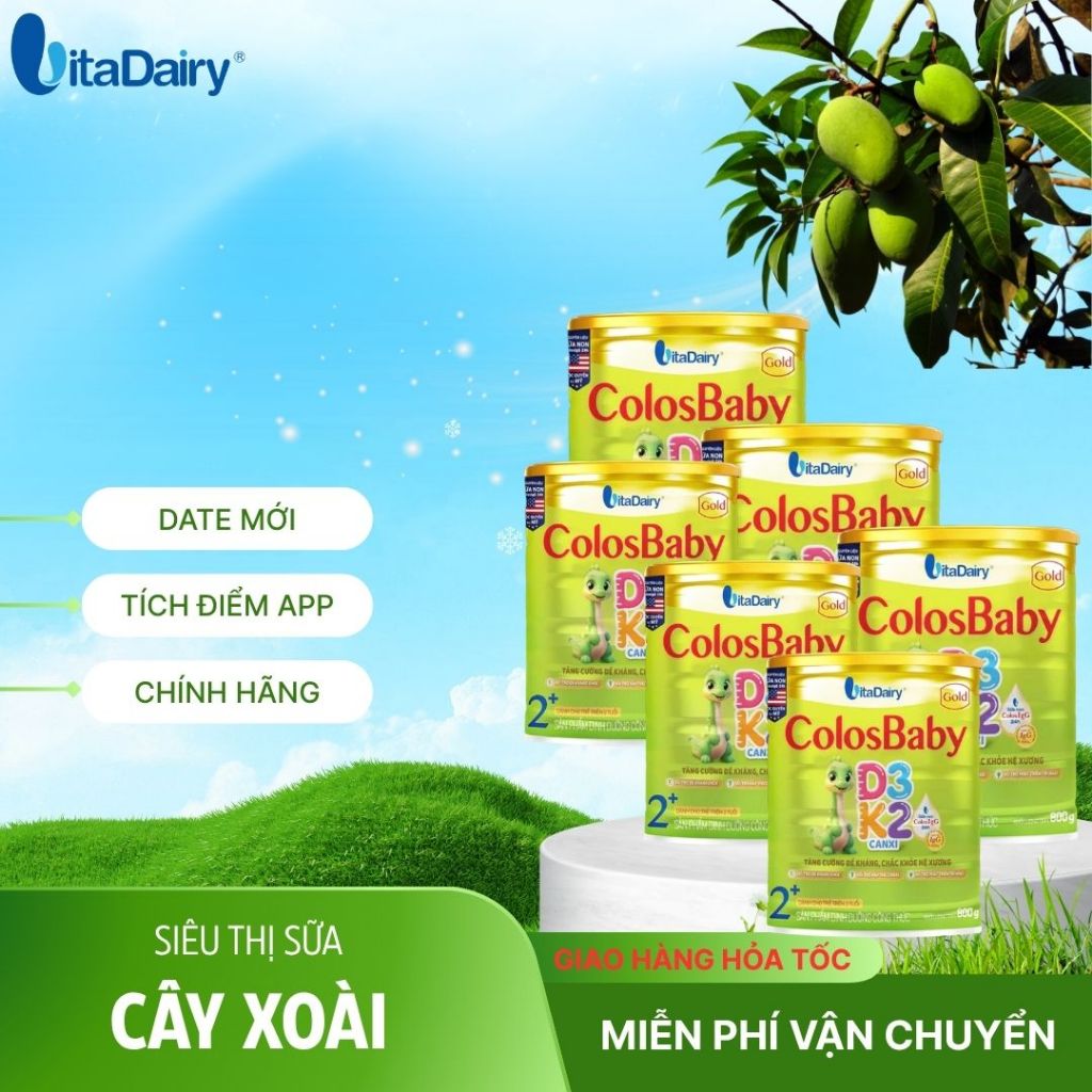 Combo 6-12 hộp Colosbaby D3K2 Gold L800g , chắc khỏe hệ xương, tăng cường miễn dịch. Vitadairy.