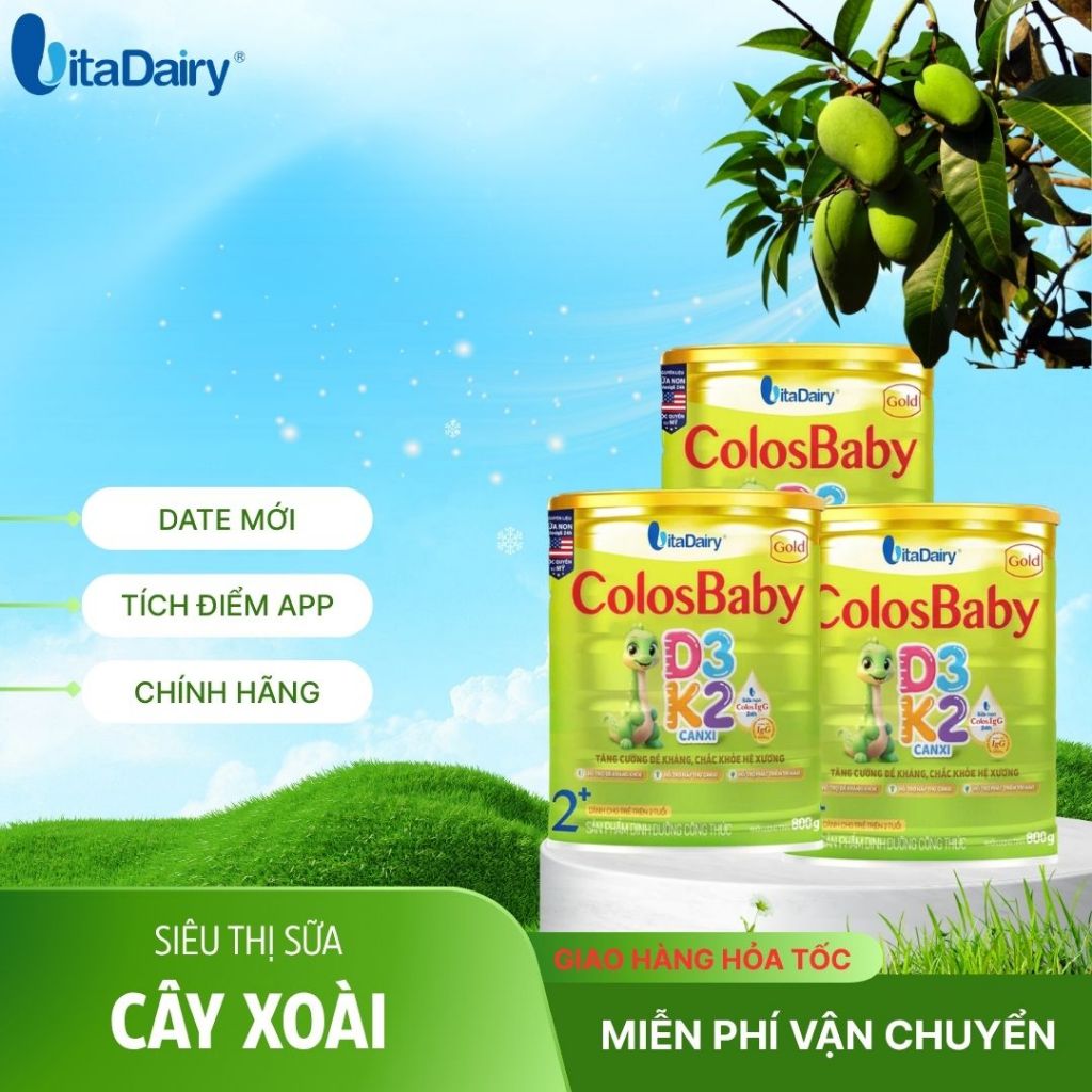 Combo 6-12 hộp Colosbaby D3K2 Gold L800g , chắc khỏe hệ xương, tăng cường miễn dịch. Vitadairy.