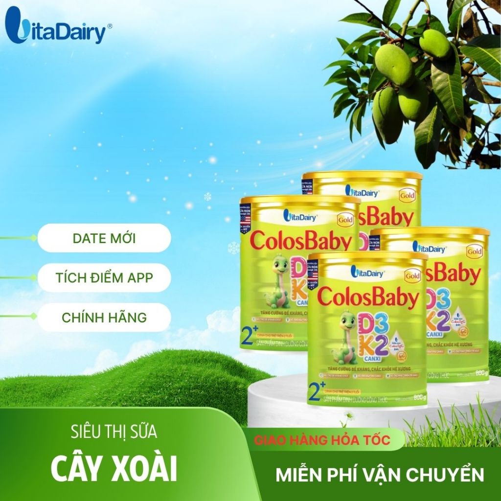 Combo 6-12 hộp Colosbaby D3K2 Gold L800g , chắc khỏe hệ xương, tăng cường miễn dịch. Vitadairy.