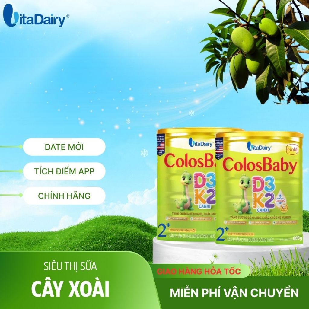 Combo 6-12 hộp Colosbaby D3K2 Gold L800g , chắc khỏe hệ xương, tăng cường miễn dịch. Vitadairy.