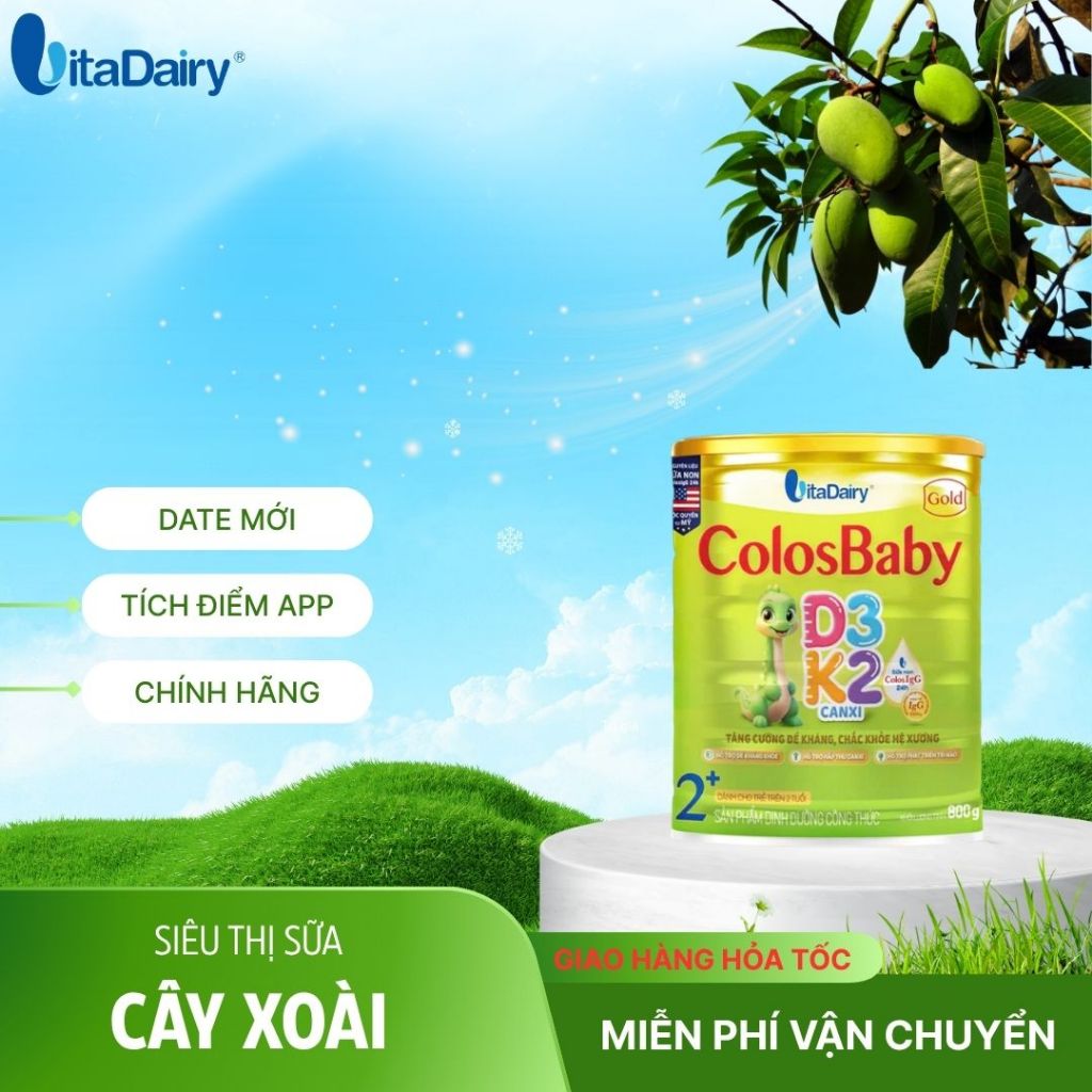 Combo 6-12 hộp Colosbaby D3K2 Gold L800g , chắc khỏe hệ xương, tăng cường miễn dịch. Vitadairy.