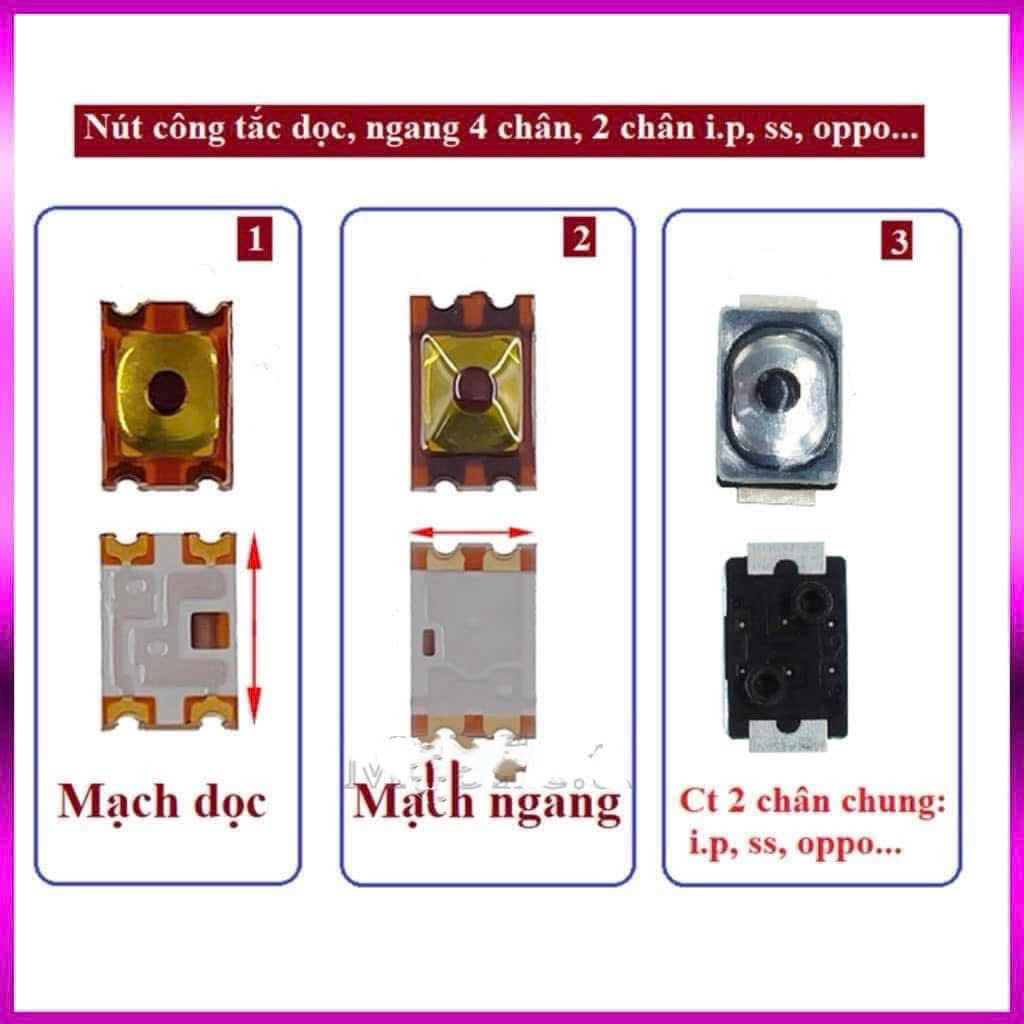 (Set 50c)Công tắc chân ngang dọc Oppo, Vivo, SS, i.p