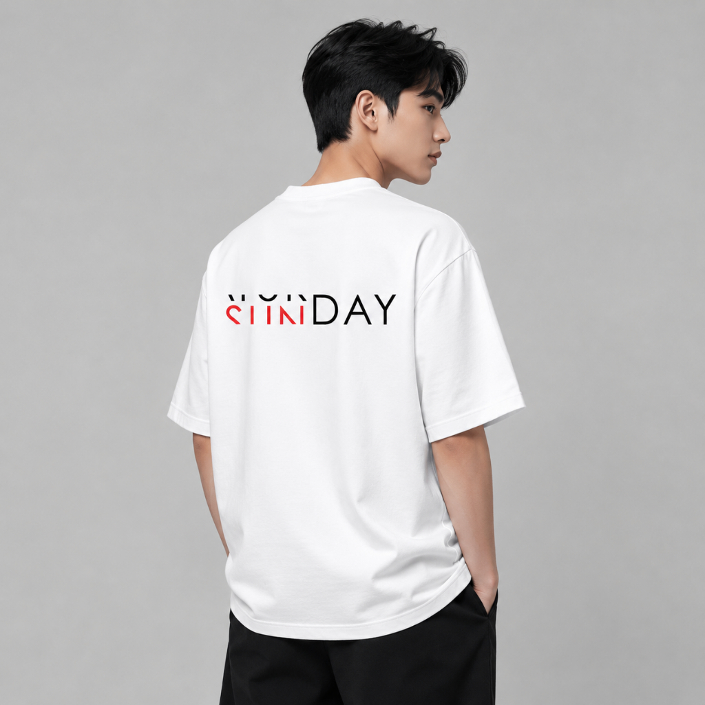 Áo thun nam nữ AURORIS Sunday oversize 100% cotton 250gsm cao cấp, áo phông form rộng trẻ trung