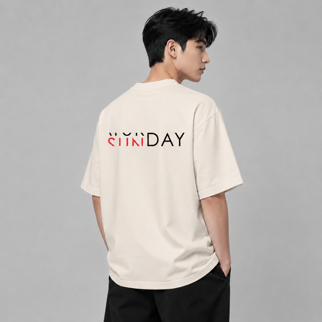 Áo thun nam nữ AURORIS Sunday oversize 100% cotton 250gsm cao cấp, áo phông form rộng trẻ trung