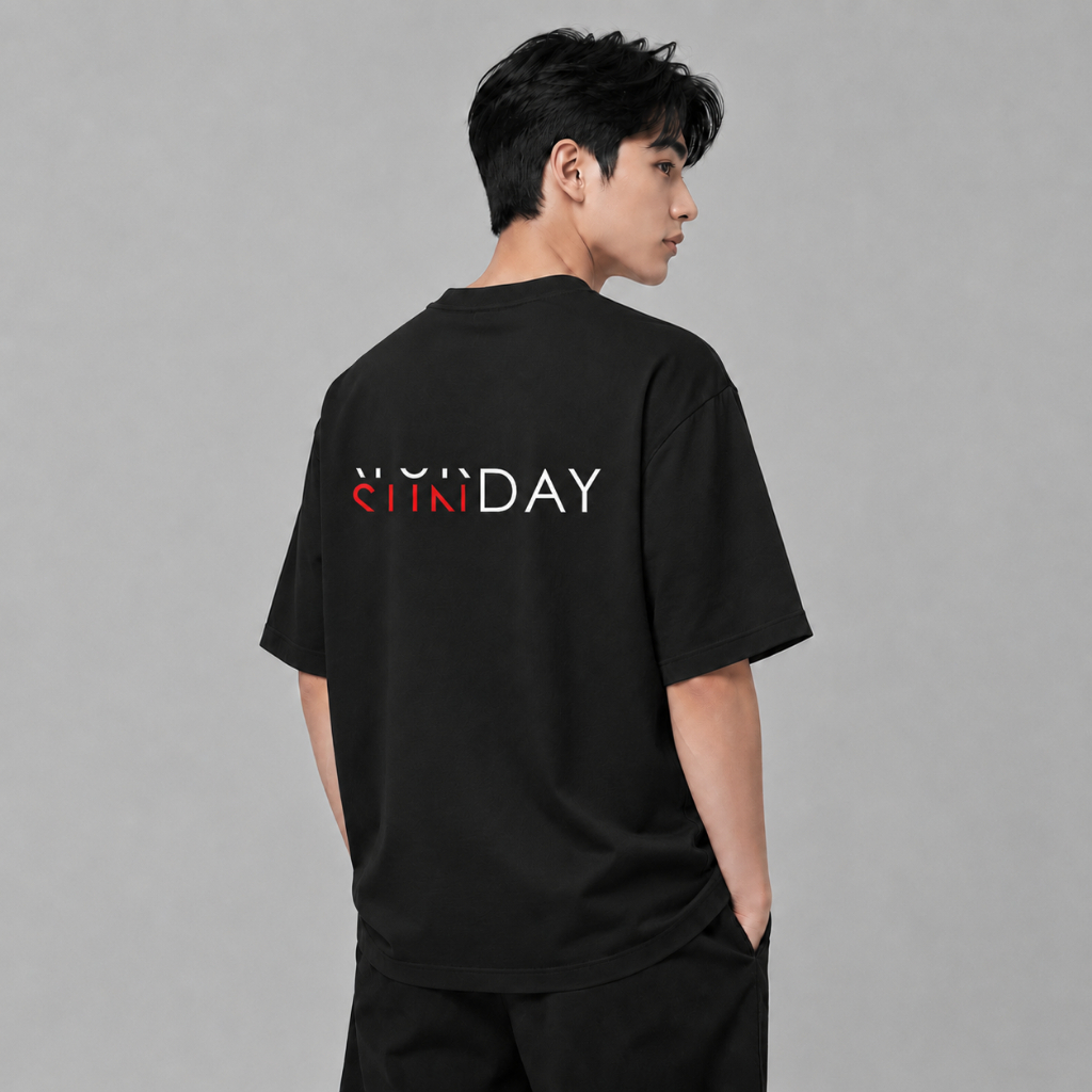 Áo thun nam nữ AURORIS Sunday oversize 100% cotton 250gsm cao cấp, áo phông form rộng trẻ trung
