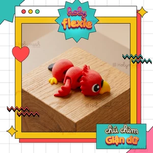 Móc khóa khớp nối Chú chim giận dữ Flexi - đồ chơi in 3d nhiều màu - Holyflexie - Holymesh