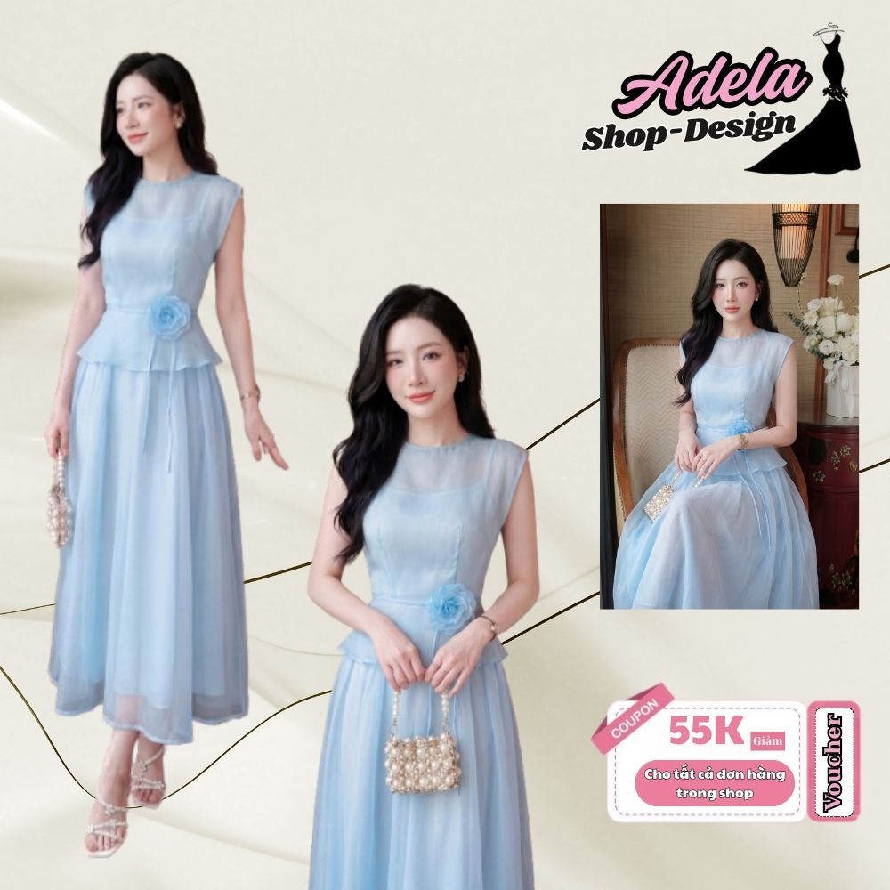 Váy Thiết Kế ADELA DESIGN Chất Tơ Óng Hàn Cao Cấp Dáng Peplum Tôn Dáng Thanh Lịch MDU6463