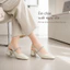 Giày Cao Gót Nữ Bít Mũi Vuông IKUNKA, Sandal Quai Hậu Đính Đá Đi Tiệc, Giày Công Sở Gót Vuông 5cm