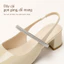 Giày Cao Gót Nữ Bít Mũi Vuông IKUNKA, Sandal Quai Hậu Đính Đá Đi Tiệc, Giày Công Sở Gót Vuông 5cm