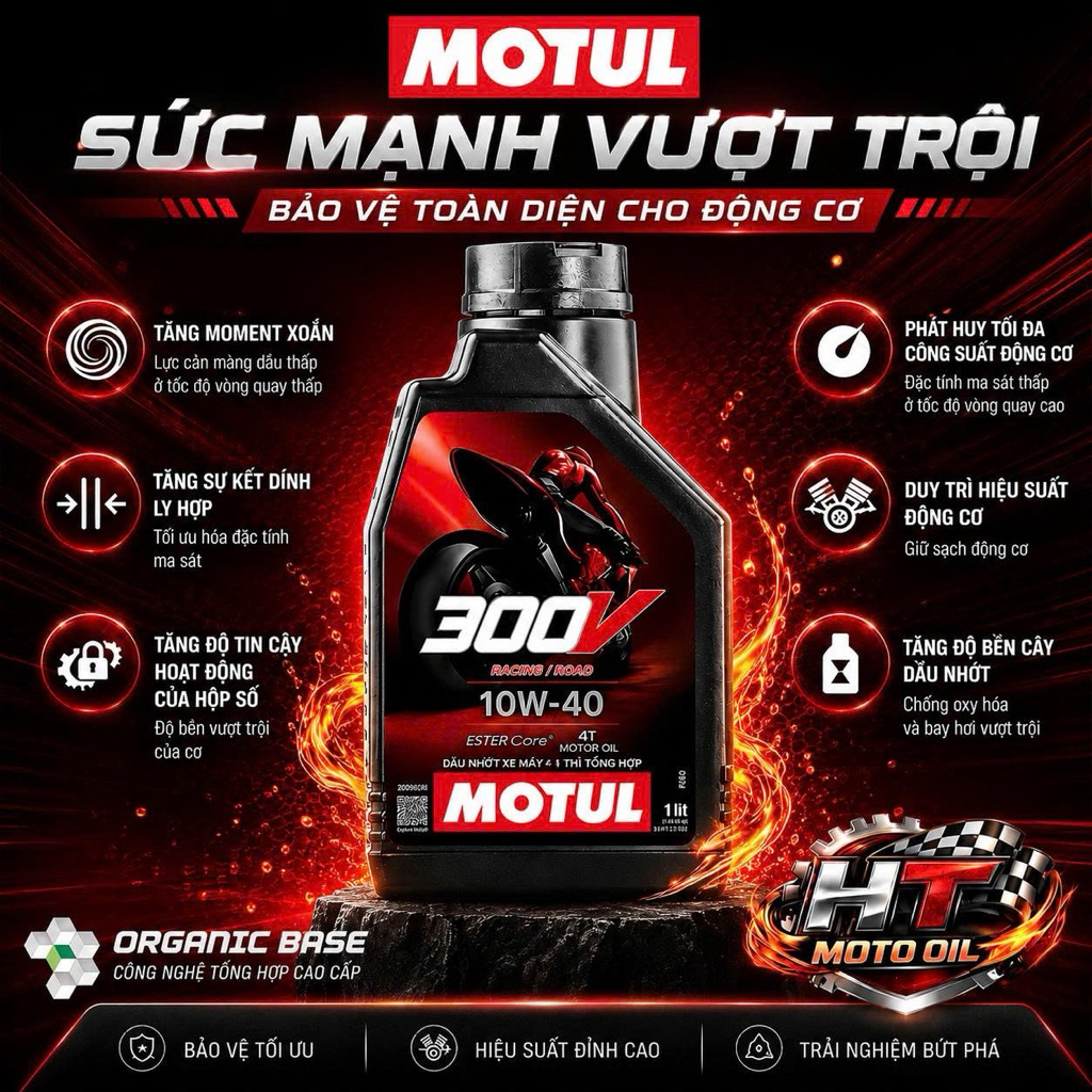 Motul Dầu Nhớt Xe Máy 300V FACTORY LINE ROAD RACING 10W40 1L Chính Hãng Công Nghệ Ester Core Tăng Hiệu Suất Động Cơ