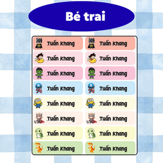 120 Sticker Dán Đồ Dùng Học Tập, Dán Tập Vở, Dán Tên Cho Bé Kích Thước 1x3cm