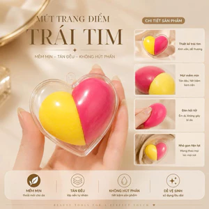 Mút Trang Điểm Trái Tim Kèm Hộp Đựng Trong Suốt - Mút Tán Nền Mềm Mịn Không Hút Phấn Beauty Blender NB17