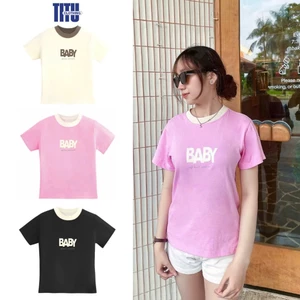 Áo Thun Nữ BABYTEE Cổ Phối Chữ "BABY" Cotton 250GSM