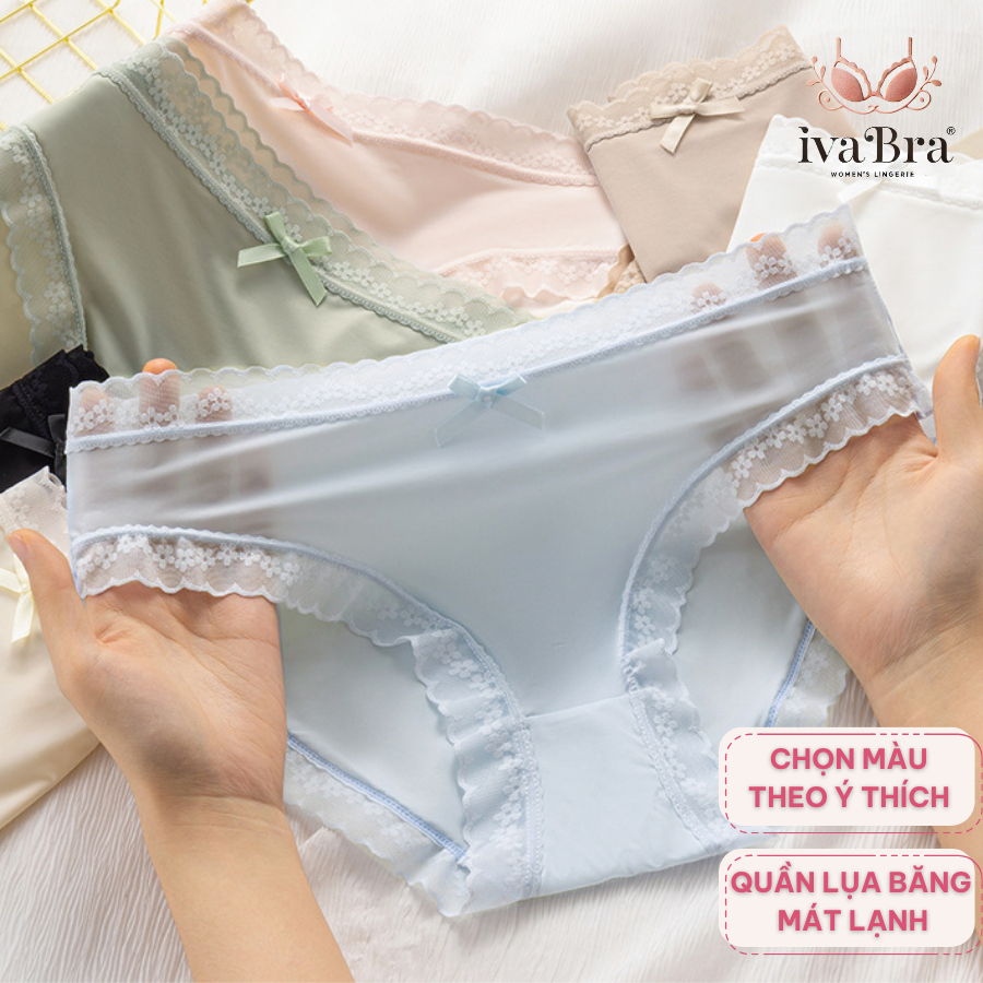 Combo 10 Quần Lót Nữ Lụa Băng Tàng Hình Cạp Ren Viền Hoa Sexy Mềm Mịn Thoáng Khí Co Giãn Tốt QL 108 (MÃ 325)