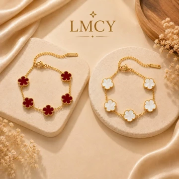 Vòng Tay Nữ Hoa 5 Cánh Mạ Vàng Cao Cấp Sang Trọng Thanh Lịch Quà Tặng Nữ Đẹp - LMCY