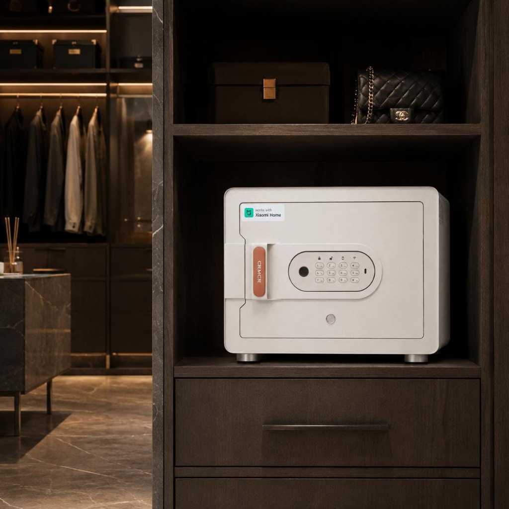 Két sắt mini thông minh Xiaomi CRMCR 30MS Vân Tay Điện Tử, Cảnh Báo Trộm Điện Thoại 2 màu xám, trắng miễn phí vận chuyển