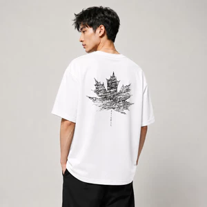 Áo thun nam nữ AURORIS Leaf oversize 100% cotton 250gsm cao cấp, áo phông unisex form rộng trẻ trung