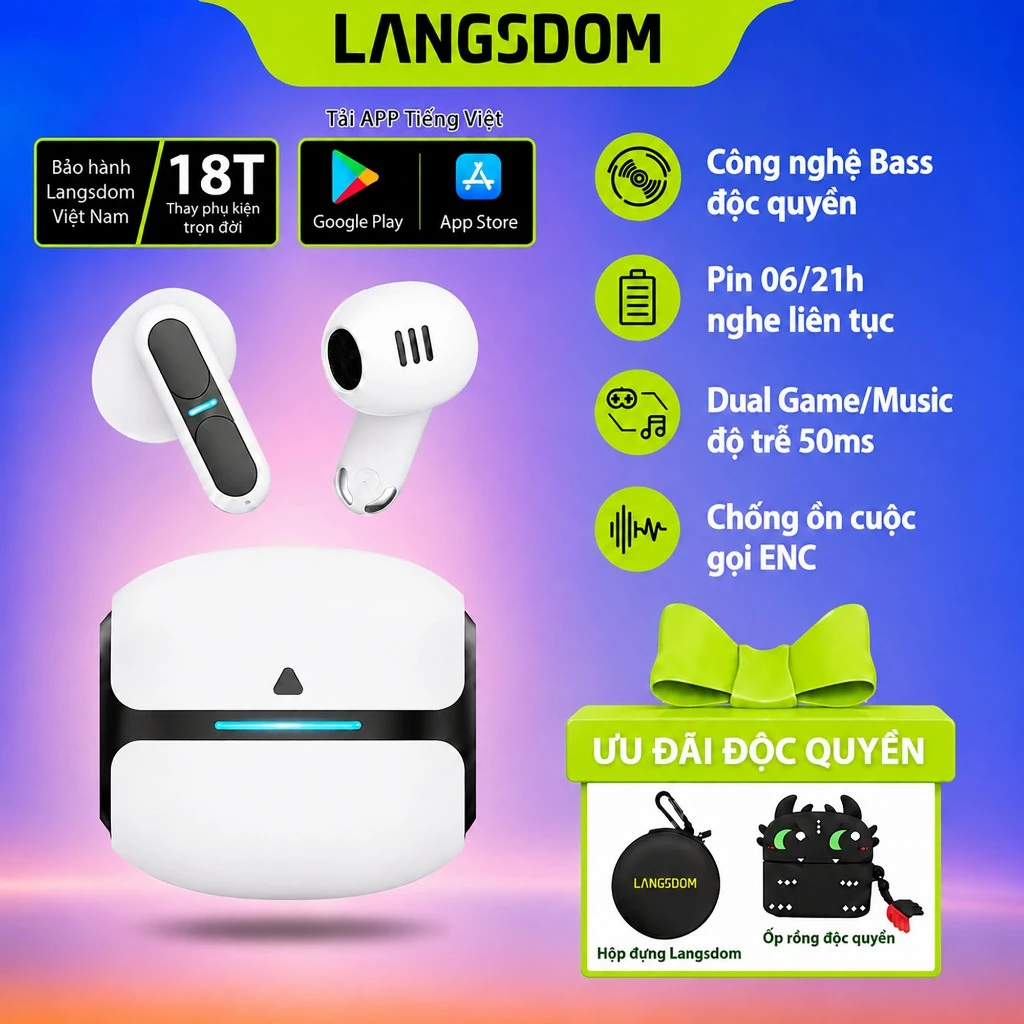 Tai nghe Bluetooth gaming Langsdom Theta - hình ảnh sản phẩm