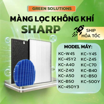 Màng Lọc Rogerseller® Thay cho màng lọc không khí Sharp KC-W45, Y45, Z45, A40, Z40, B40, B50, C70, 500Y2, 450Y3, KI-BX50
