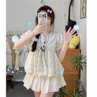 ÁO FLOWER BABYDOLL CỔ V FOM BÍ NÀNG THƠ
