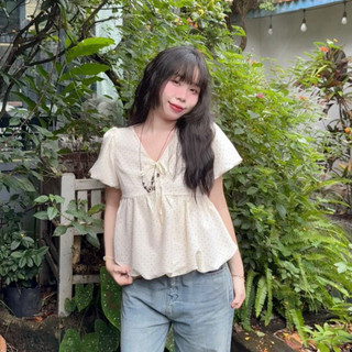 ÁO FLOWER BABYDOLL CỔ V FOM BÍ NÀNG THƠ