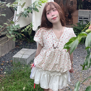 ÁO FLOWER BABYDOLL CỔ V FOM BÍ NÀNG THƠ