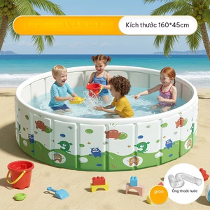 Bể Bơi Tròn Cao Cấp Gấp Gọn Cho Bé Không Cần Bơm Hơi Thành Cứng Bền Đủ Size Cho Bé