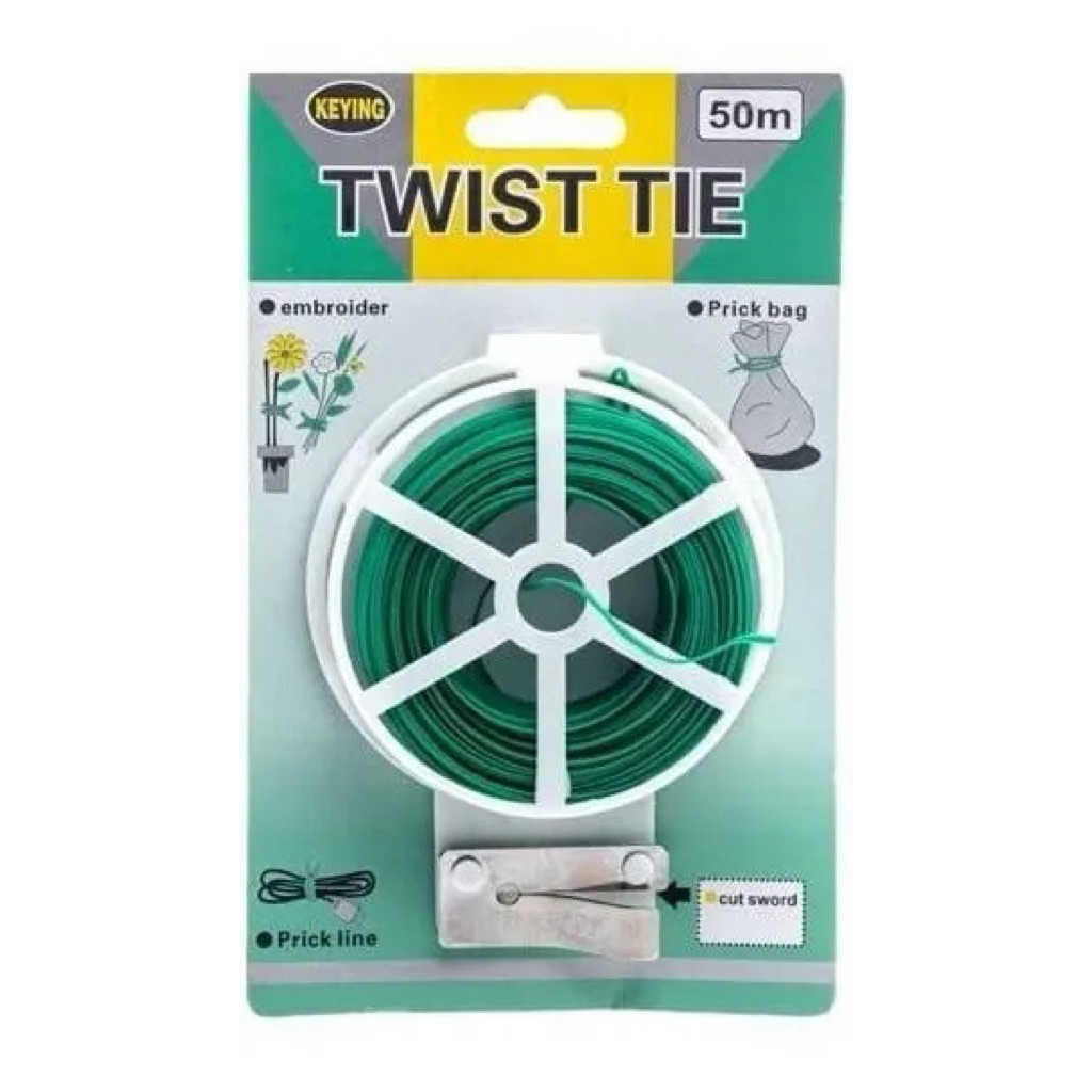 [CÓ SẴN LƯỠI CẮT] Cuộn Dây Buộc Lõi Thép Bọc Nhựa KEYING TWIST TIE 50m - Tiện Lợi,ChắcChắncho CâyCảnh & Đồ Dùng Gia Đình