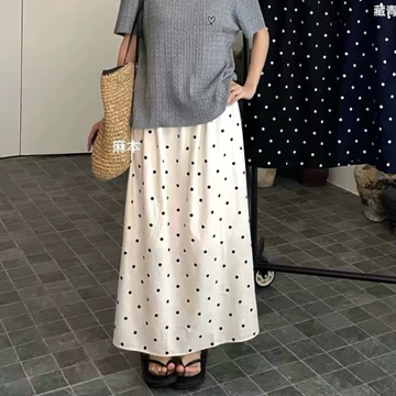 Chân váy suông linen HÀNG QC LOẠI 1 chân váy suông hoạ tiết chấm bi chất mùa hè mát mẻ VÁY SUÔNG LINEN LƯNG THUN