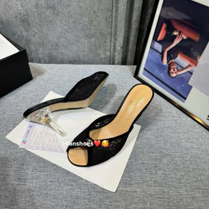 👠🕶️🎒👜...Guốc ren lưới gót trong