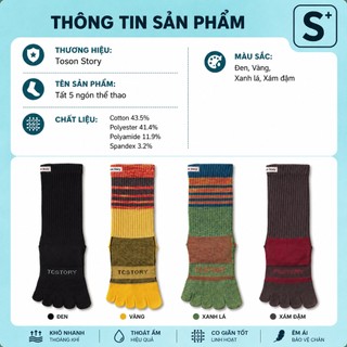 Tất vớ xỏ ngón chạy bộ trail  nam nữ cộng nghê coolmax chống phồng rộp thoáng khí nhanh khô giảm hôi chân TOSON STORY