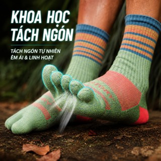 Tất vớ xỏ ngón chạy bộ trail  nam nữ cộng nghê coolmax chống phồng rộp thoáng khí nhanh khô giảm hôi chân TOSON STORY
