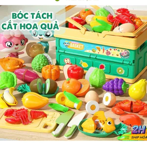 Bộ Đồ Chơi Cắt Hoa Quả Trái Cây Bằng Nhựa Giúp Bé Phân Biệt Màu Sắc,Nhận Biết Rau Củ Quả