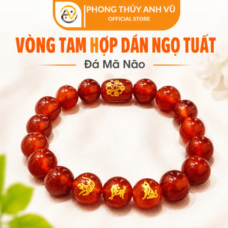 Vòng tam hợp dần ngọ tuất - Vòng phong thủy tuổi tuất - Mã não tự nhiên - May mắn tài lộc