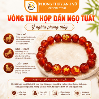 Vòng tam hợp dần ngọ tuất - Vòng phong thủy tuổi tuất - Mã não tự nhiên - May mắn tài lộc