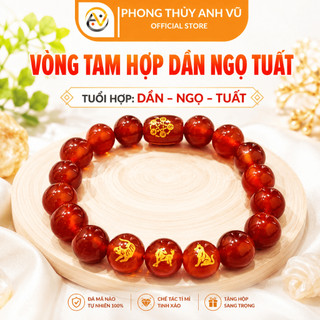 Vòng tam hợp dần ngọ tuất - Vòng phong thủy tuổi tuất - Mã não tự nhiên - May mắn tài lộc