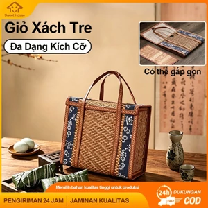 Giỏ Xách Tre Tự Nhiên Đi Chợ - Gọn Nhẹ Dễ Cất Trữ，Lớp Lót Chống Ẩm，Nghề Thủ Công Truyền Thống
