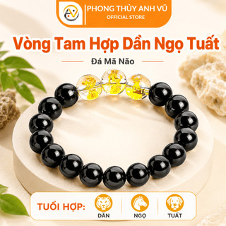 Vòng tam hợp tuổi ngọ - vòng phong thủy tuổi tuất - mã não đen tự nhiên - may mắn tài lộc