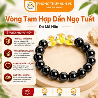 Vòng tam hợp tuổi ngọ - vòng phong thủy tuổi tuất - mã não đen tự nhiên - may mắn tài lộc