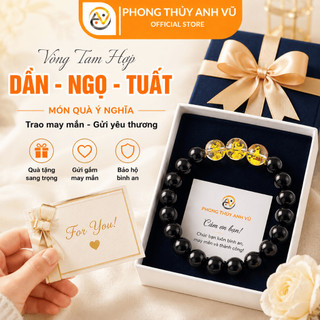 Vòng tam hợp tuổi ngọ - vòng phong thủy tuổi tuất - mã não đen tự nhiên - may mắn tài lộc